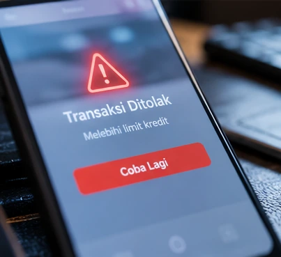 Smartphone transaction warning illustrating financial stress and credit risk