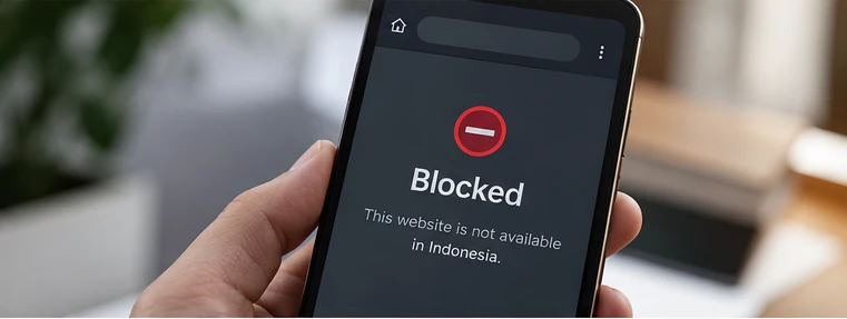 Mobile browser displaying blocked online gambling website