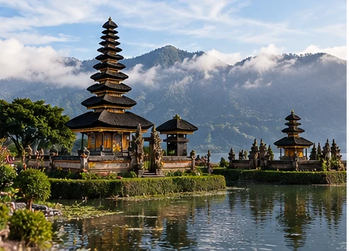 Traditional Indonesian temple and cultural landscape