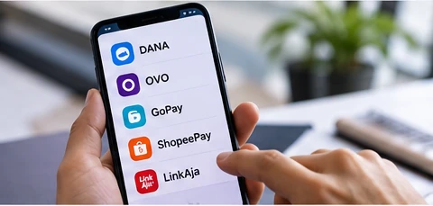 Indonesian digital wallet options on a smartphone