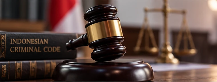 Law books and judge gavel illustrating Indonesian gambling restrictions