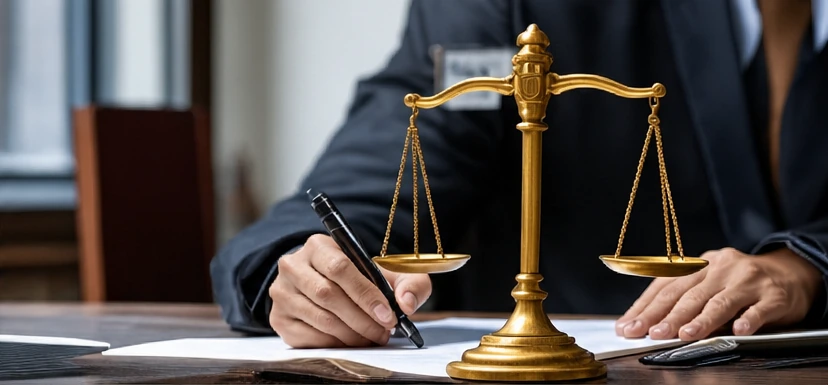Justice scales during a legal assessment of event-based contracts