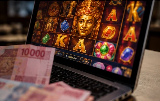 Online casino games displayed on a digital screen.