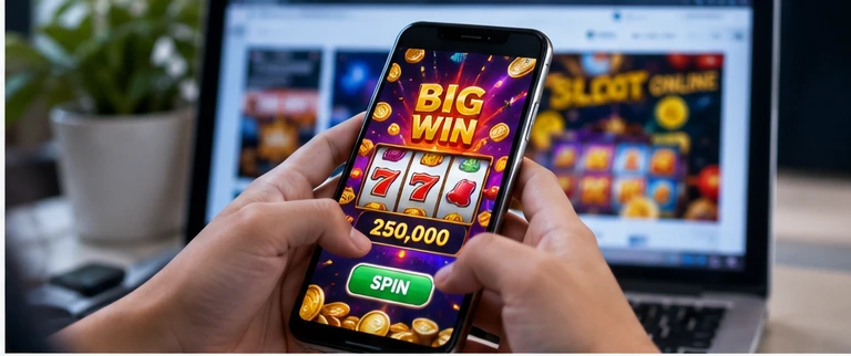 Online casino-style graphics on a smartphone.